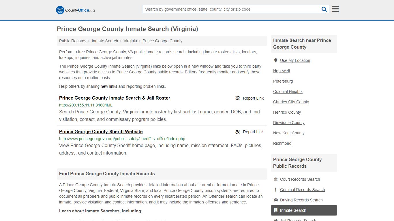 Inmate Search - Prince George County, VA (Inmate Rosters ...